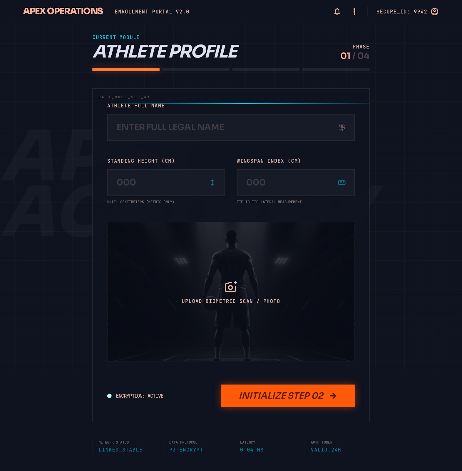 Basketball Academy Portal Enrollment Wizard screenshot