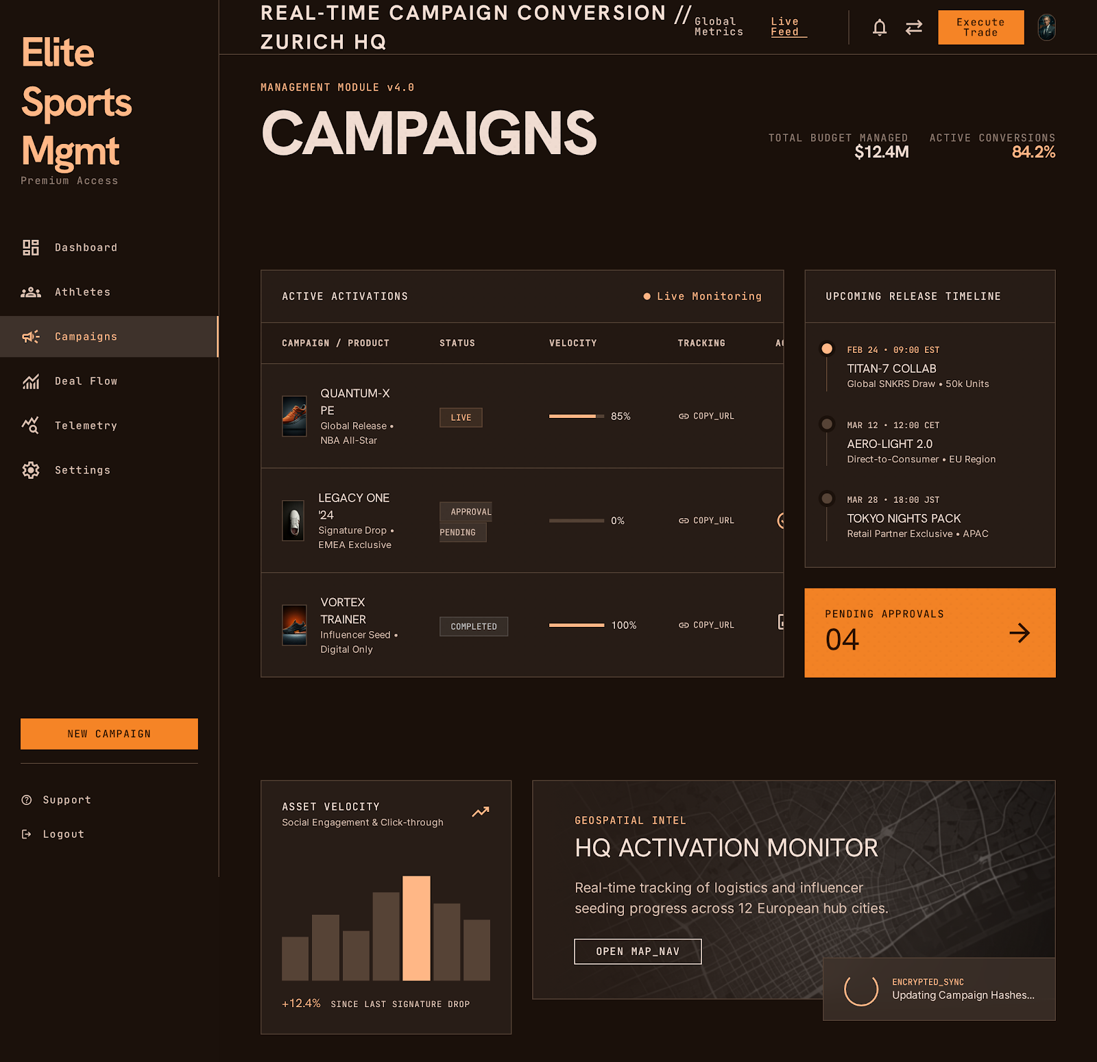 Basketball Sponsor Hub Campaign Manager screenshot
