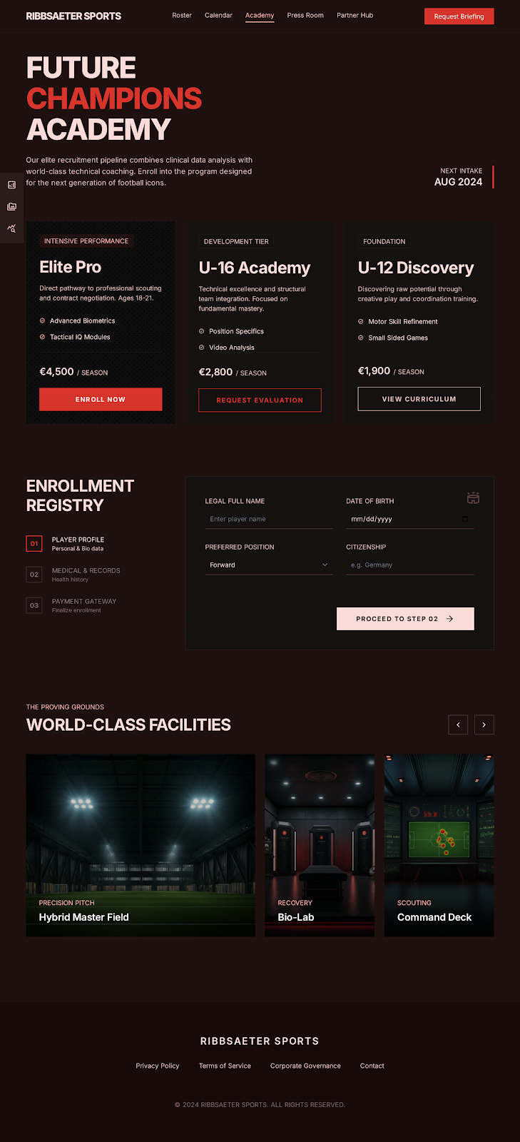 Football Executive Portal Academy Booking screenshot
