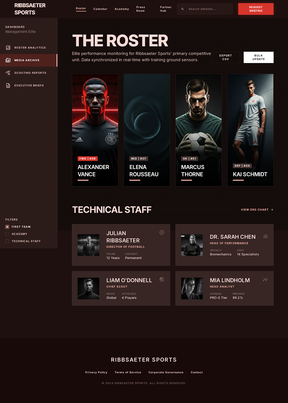 Football Executive Portal Roster & Staff screenshot