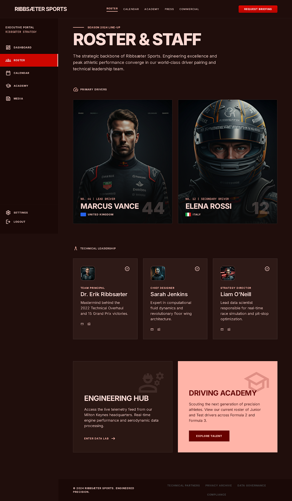 Formula 1 Executive Portal Roster & Staff screenshot