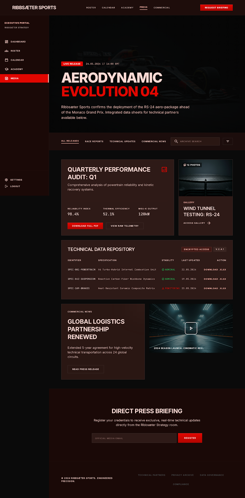 Formula 1 Executive Portal Media Press Room screenshot
