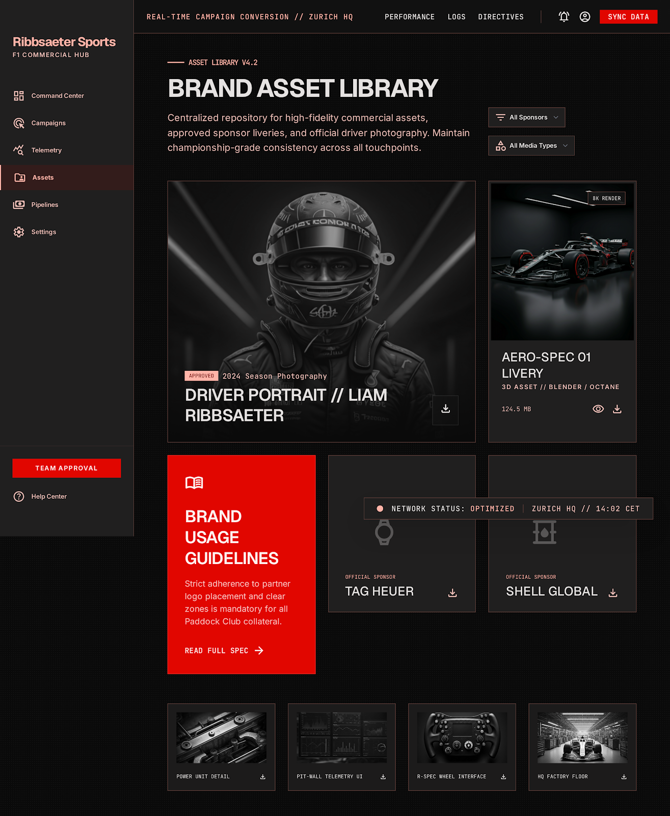 Formula 1 Sponsor Hub Asset Library screenshot