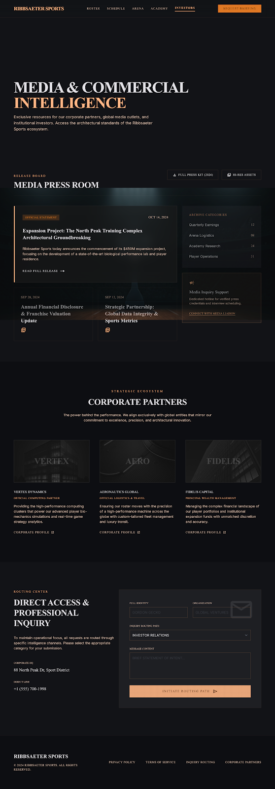 Sports Executive Portal Partner Hub screenshot