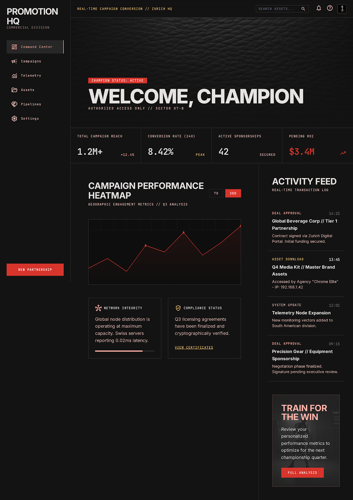 Commercial Sponsor Hub Partner Command screenshot