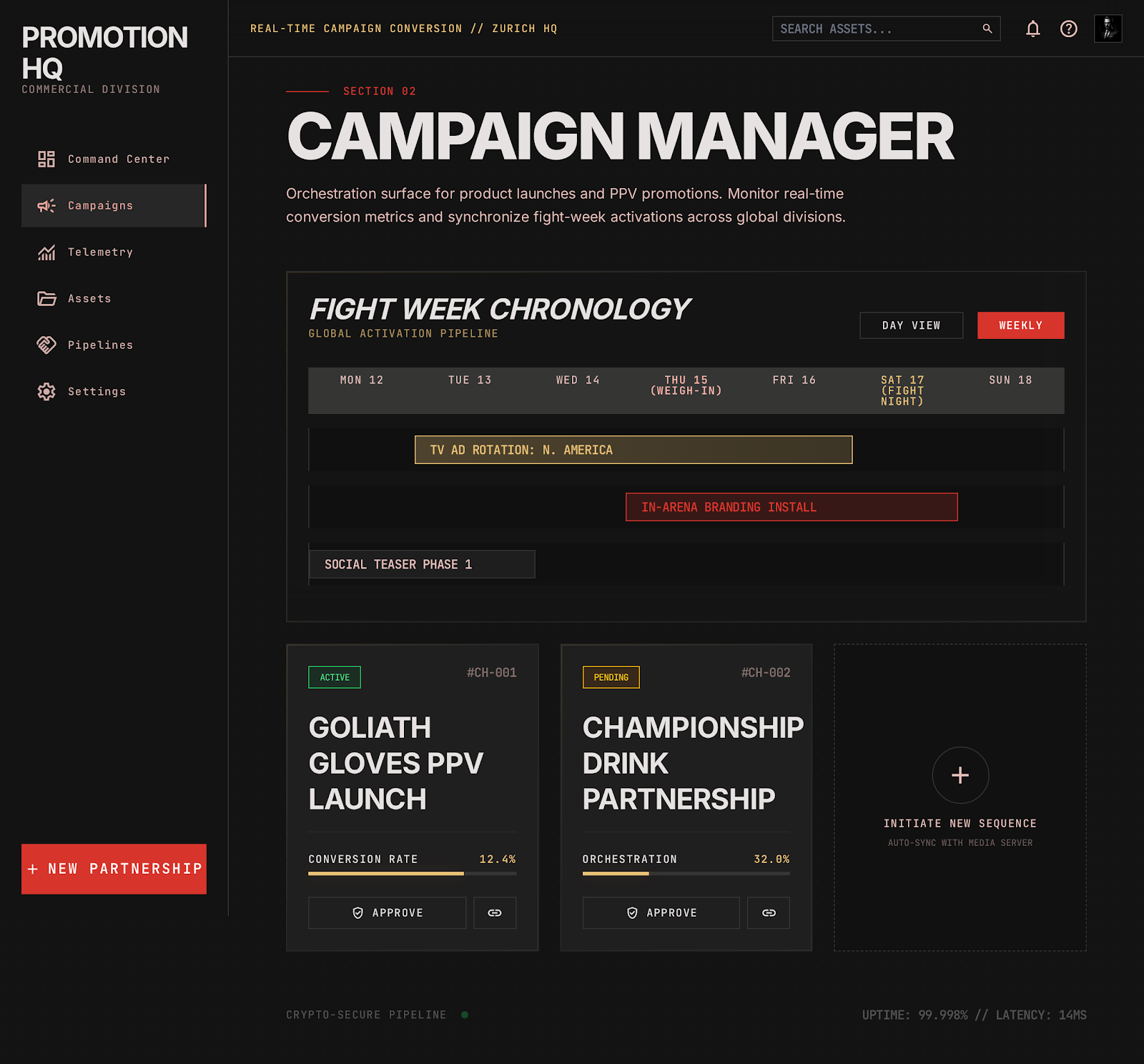 Commercial Sponsor Hub Campaign Manager screenshot