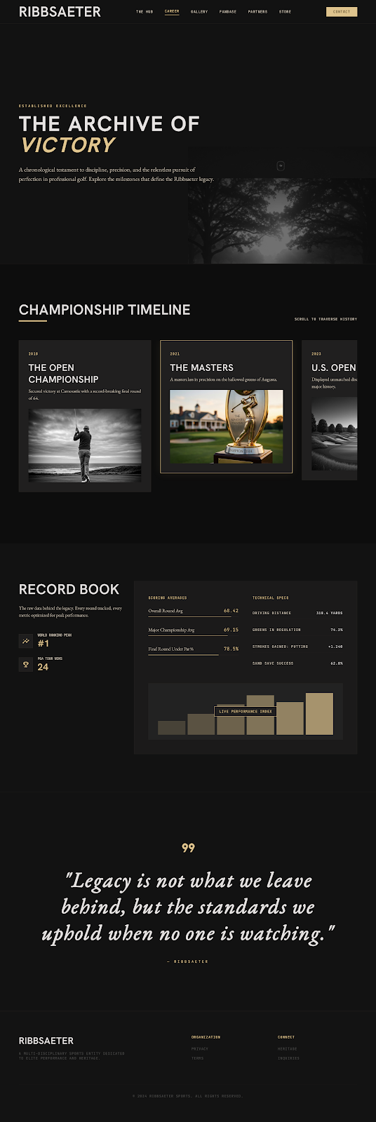 Golf Athlete Platform Career Legacy screenshot