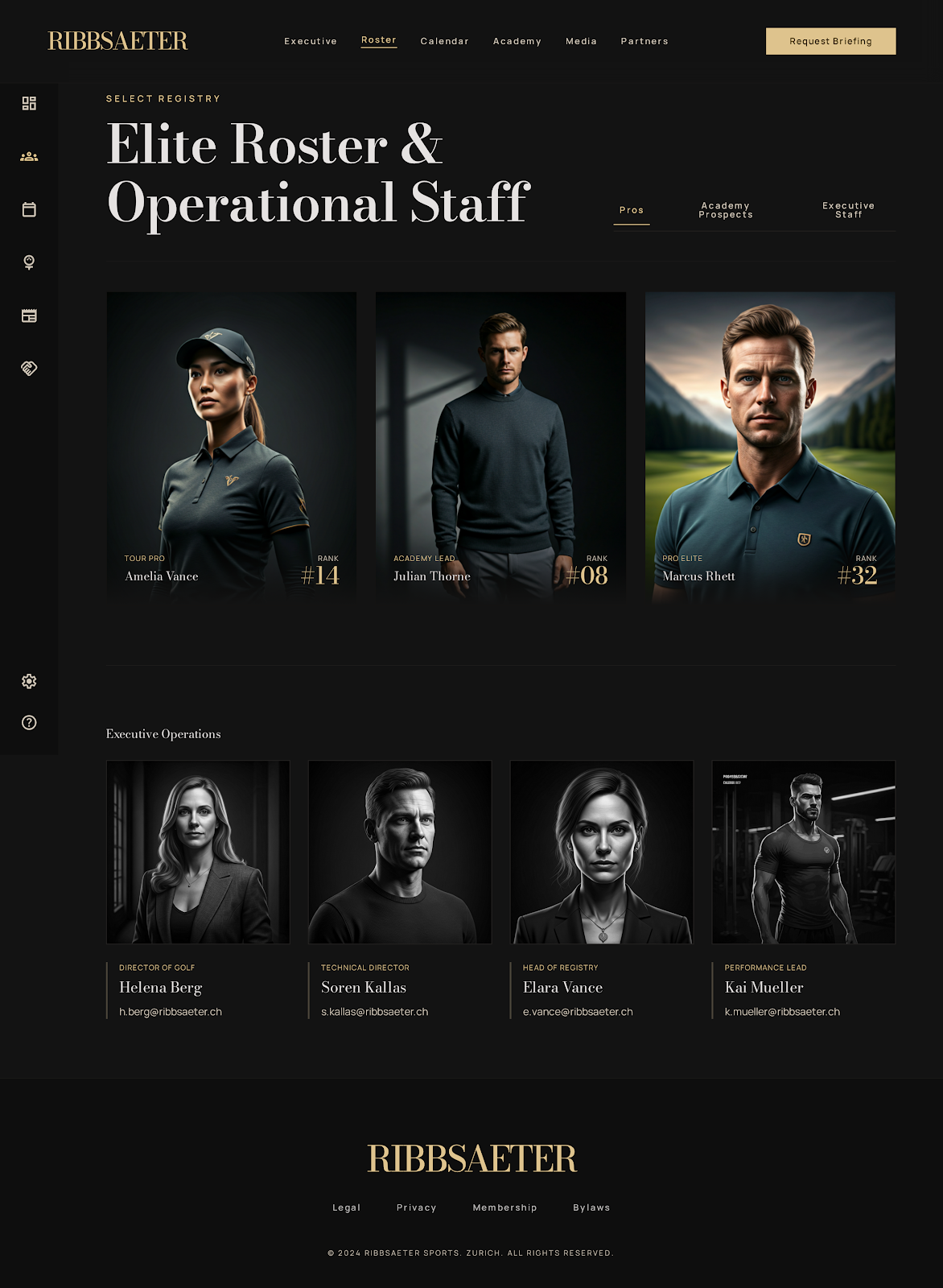 Golf Executive Portal Roster & Staff screenshot