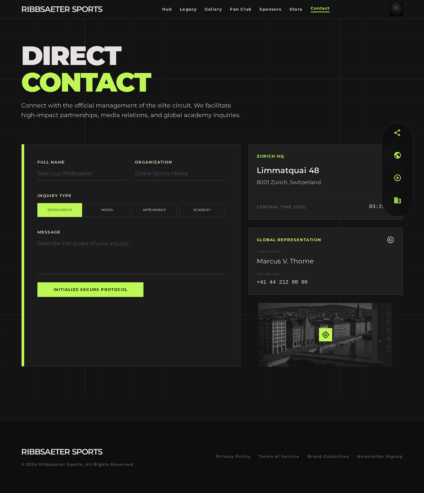 Golf Sponsor Hub Direct Contact screenshot