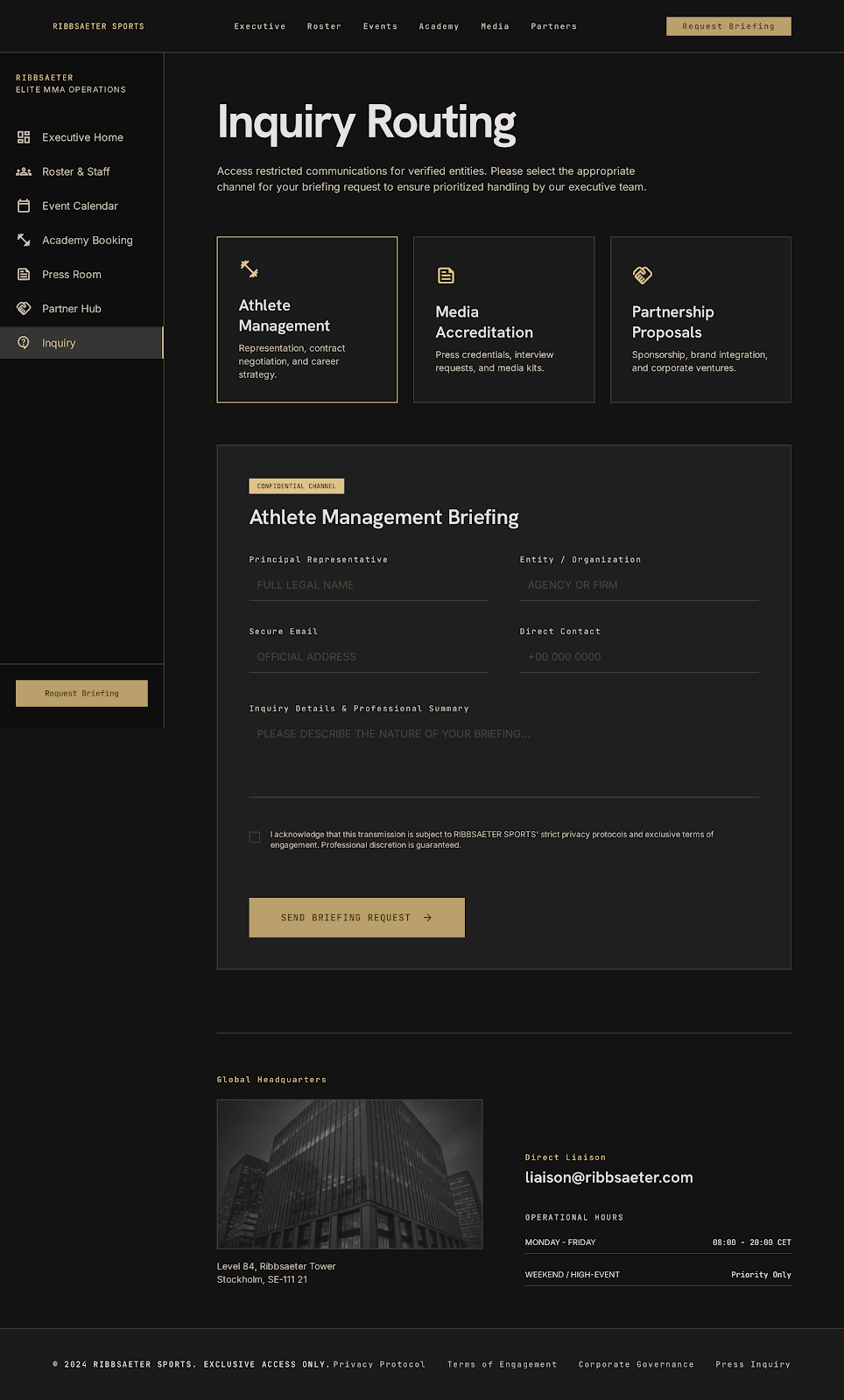 MMA Promotion & Org Portal Inquiry Routing screenshot