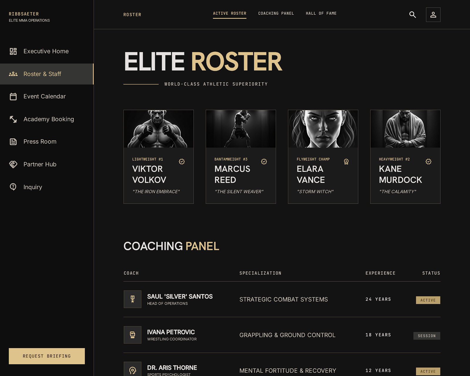 MMA Promotion & Org Portal Roster & Staff screenshot