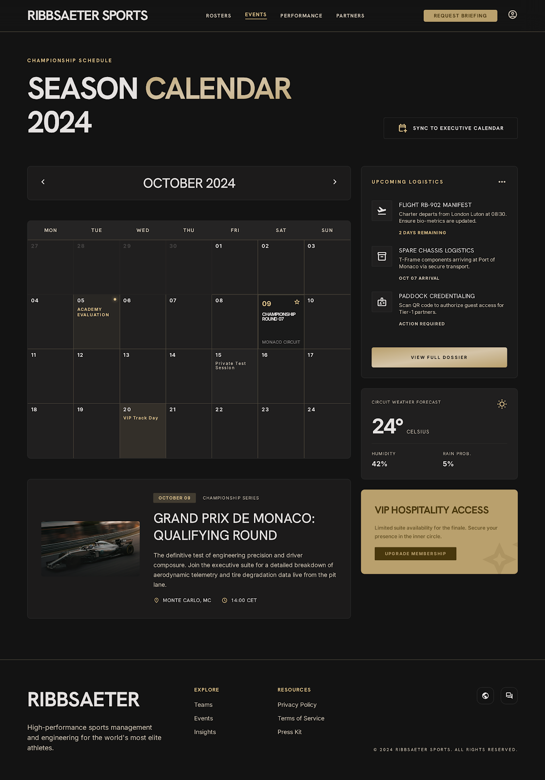 Motorsport Executive Portal Event Calendar screenshot